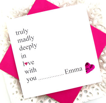 'Truly Madly Deeply' Personalised Love Card, 3 of 3