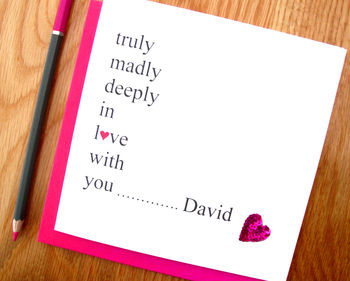'Truly Madly Deeply' Personalised Love Card, 2 of 3