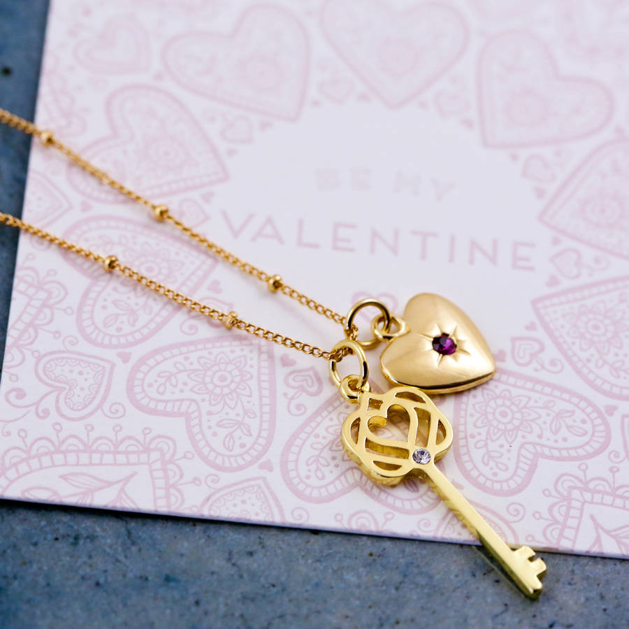 infinity heart key charm necklace by j&s jewellery