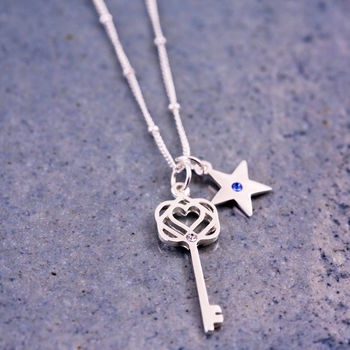 Infinity Heart Key Charm Necklace, 3 of 8