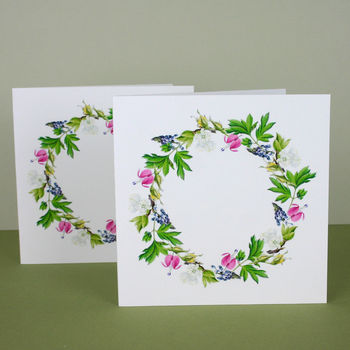 ' Flower Wreath ' Illustrated Card, 3 of 4