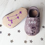 Star Sign Constellation Moonstone Suede Baby Shoes, thumbnail 2 of 8