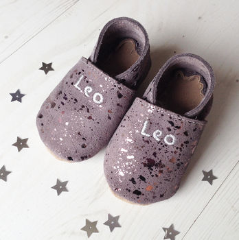 Star Sign Constellation Moonstone Suede Baby Shoes, 4 of 8
