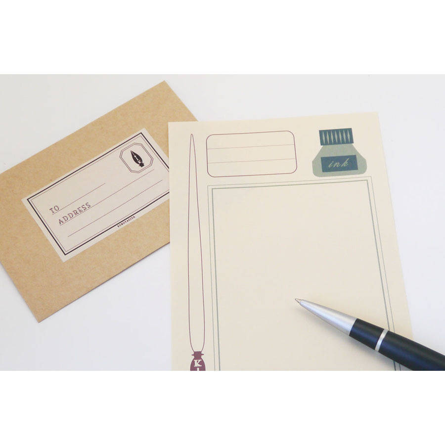 set of six pen and ink writing paper and envelopes by toothpic nations