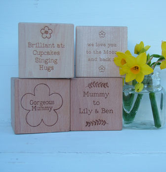 'About Our Mum' Engraved Beech Or Maple Wood Block, 2 of 4