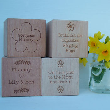 'About Our Mum' Engraved Beech Or Maple Wood Block, 3 of 4