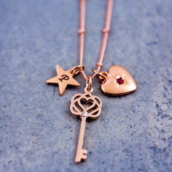 Infinity Heart Key Charm Necklace, 4 of 8