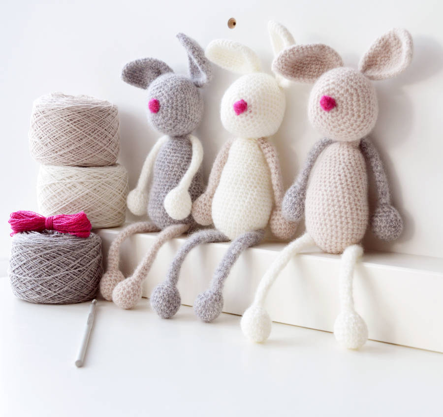 Luxury Bunny Family Crochet Kit, 1 of 3