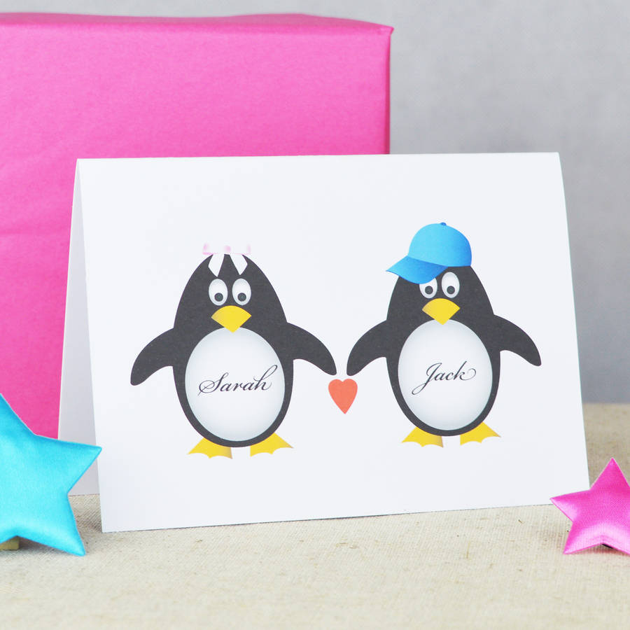 personalised 'penguin love' card by andrea fays | notonthehighstreet.com