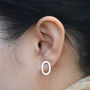 Simple Cocoon Shaped Ear Studs In Sterling Silver, thumbnail 3 of 4