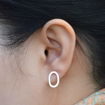 Simple Cocoon Shaped Ear Studs In Sterling Silver, 3 of 4