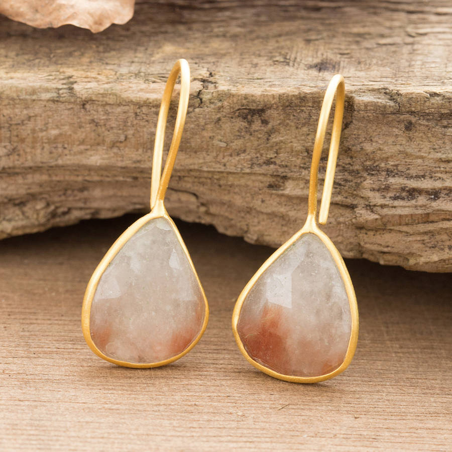 Golden Rutilated Quartz Drop Earrings By Embers | notonthehighstreet.com