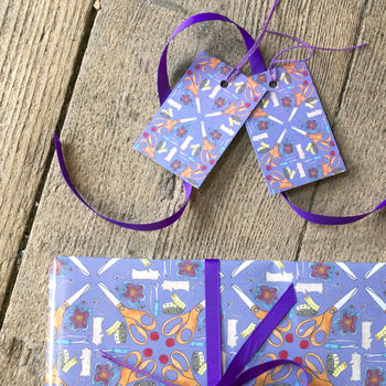 'Mum You're Sew Special' Purple Gift Wrap Set, 3 of 4