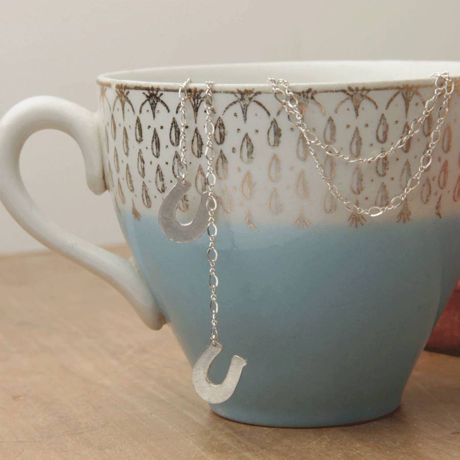 Personalised Lucky Horseshoe Necklace In Silver By Alice Eden Jewellery