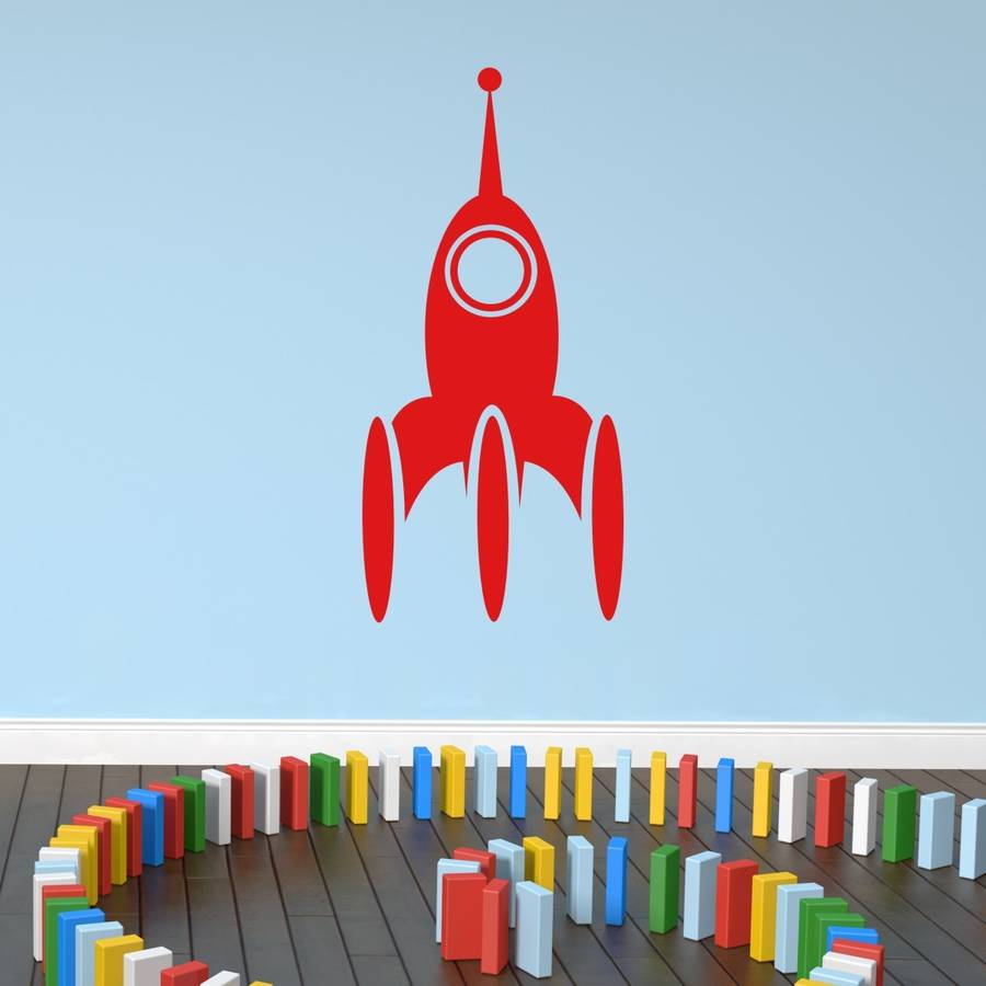 cartoon space rocket wall sticker by mirrorin | notonthehighstreet.com