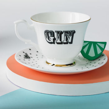 ‘Gin' Tea Cup And Saucer, 2 of 5
