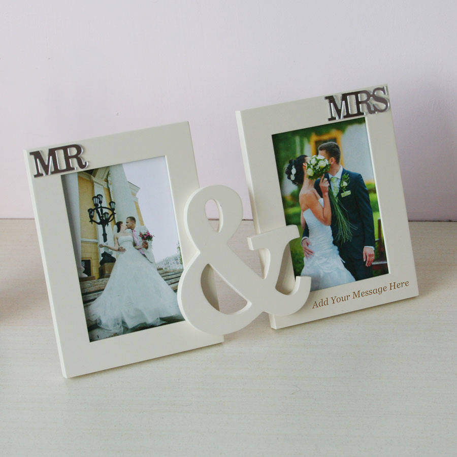 Personalised Mr And Mrs Photo Frame In Cream By