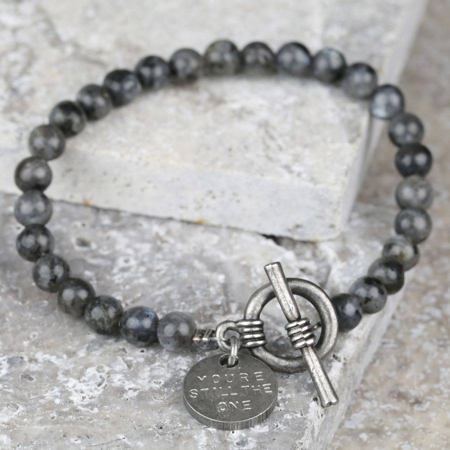 men's personalised obsidian glass bead toggle bracelet by lisa angel ...