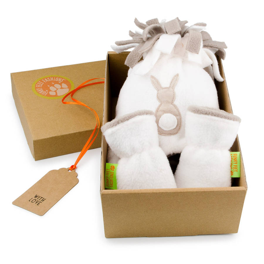 Easter Bunny Hat And Mittens Gift Set By Funky Feet Fashions