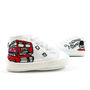 Personalised Double Decker Bus Baby Canvas Shoes, thumbnail 1 of 7