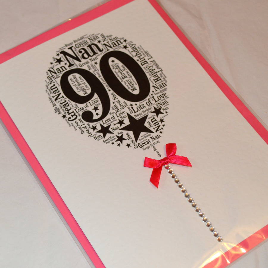 90th Happy Birthday Balloon Sparkle Card By Sew Very English