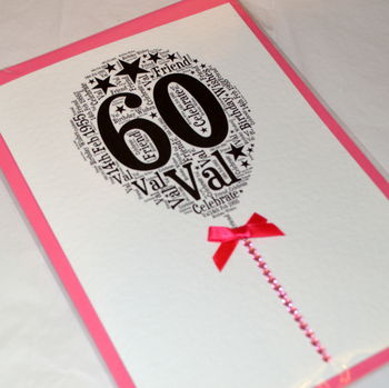 60th Happy Birthday Balloon Sparkle Card, 10 of 12