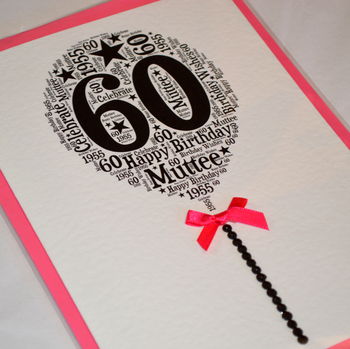 60th Happy Birthday Balloon Sparkle Card, 11 of 12