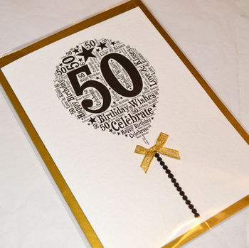 50th Happy Birthday Balloon Sparkle Card, 8 of 12