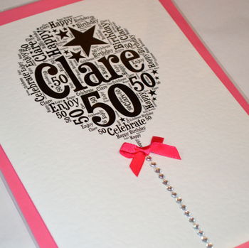 50th Happy Birthday Balloon Sparkle Card, 11 of 12