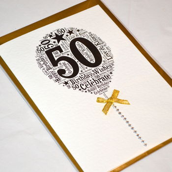 50th Happy Birthday Balloon Sparkle Card, 12 of 12