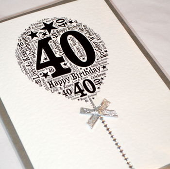 40th Happy Birthday Balloon Sparkle Card, 11 of 12