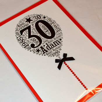 30th Happy Birthday Balloon Sparkle Card, 9 of 12