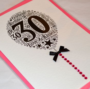 30th Happy Birthday Balloon Sparkle Card, 10 of 12