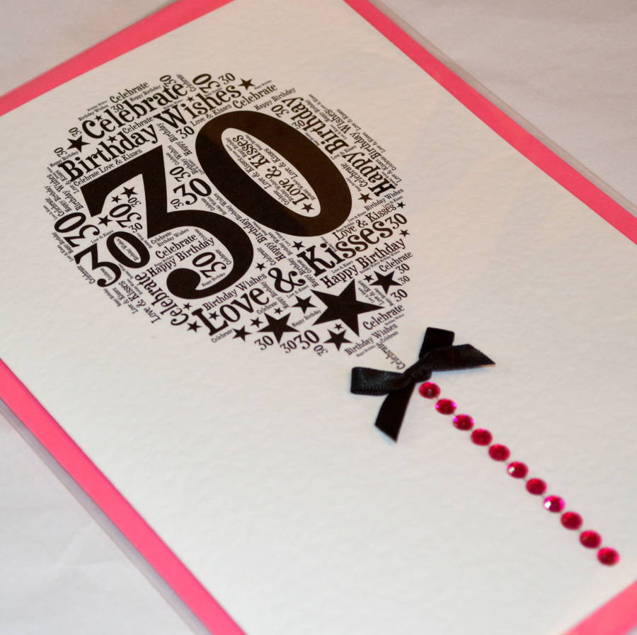 30th Happy Birthday Balloon Sparkle Card By Sew Very English ...