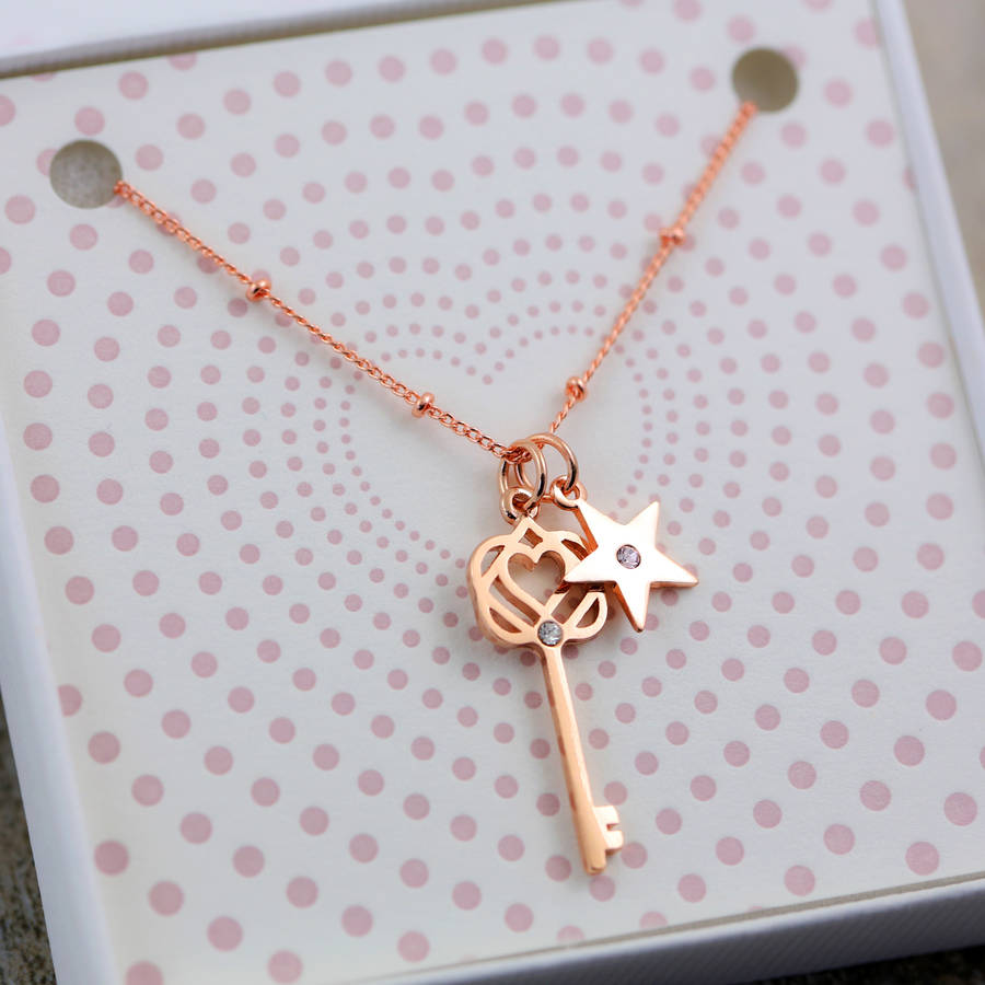 infinity heart key charm necklace by j&s jewellery