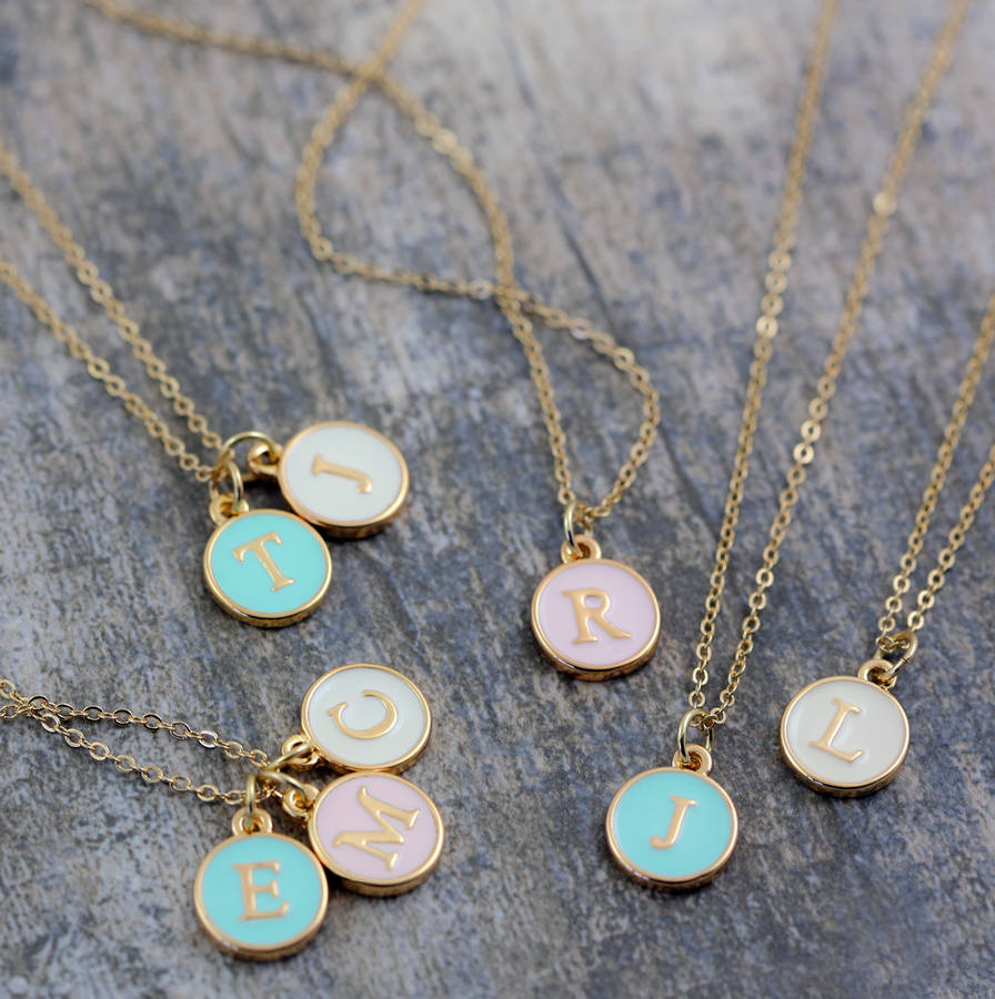 Enamel Initial Charm Necklace By J S Jewellery Enamel Initial Charm Necklace By J S Jewellery