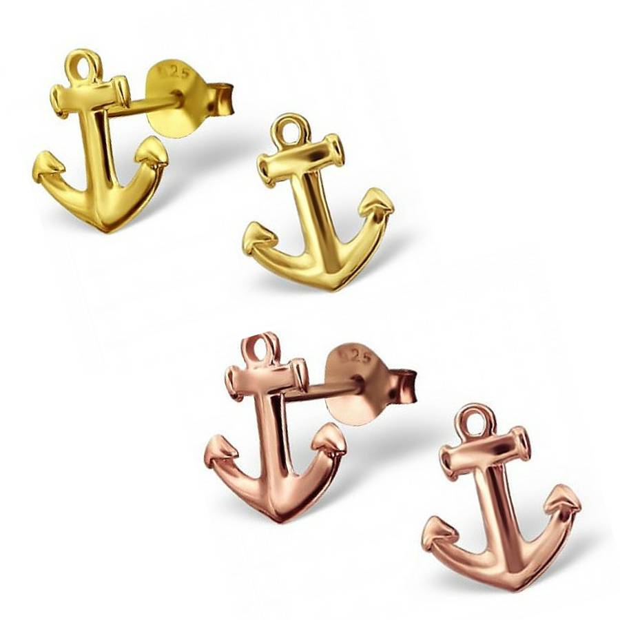 gold vermeil anchor earrings by lucy loves neko