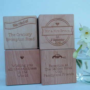 'Our Wedding Story' Engraved Hardwood Block, 4 of 4