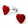 Red Heart Earrings In Sterling Silver, thumbnail 2 of 2