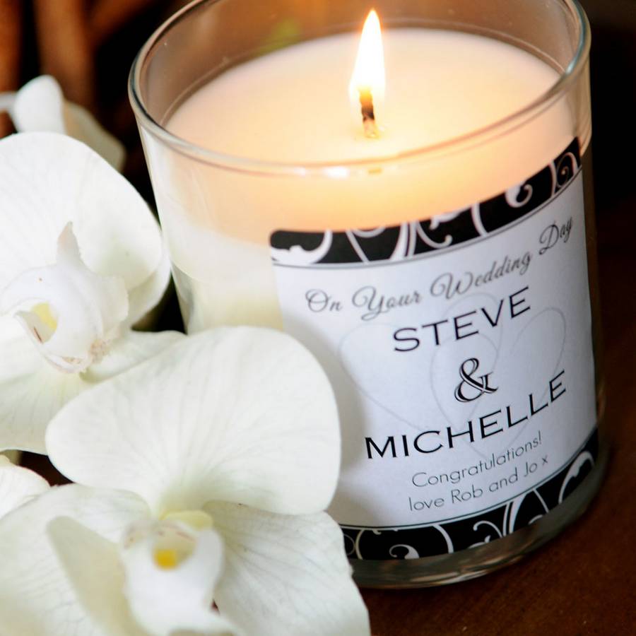 On Your Wedding Day Scented Personalised Candle By Chalk And Cheese