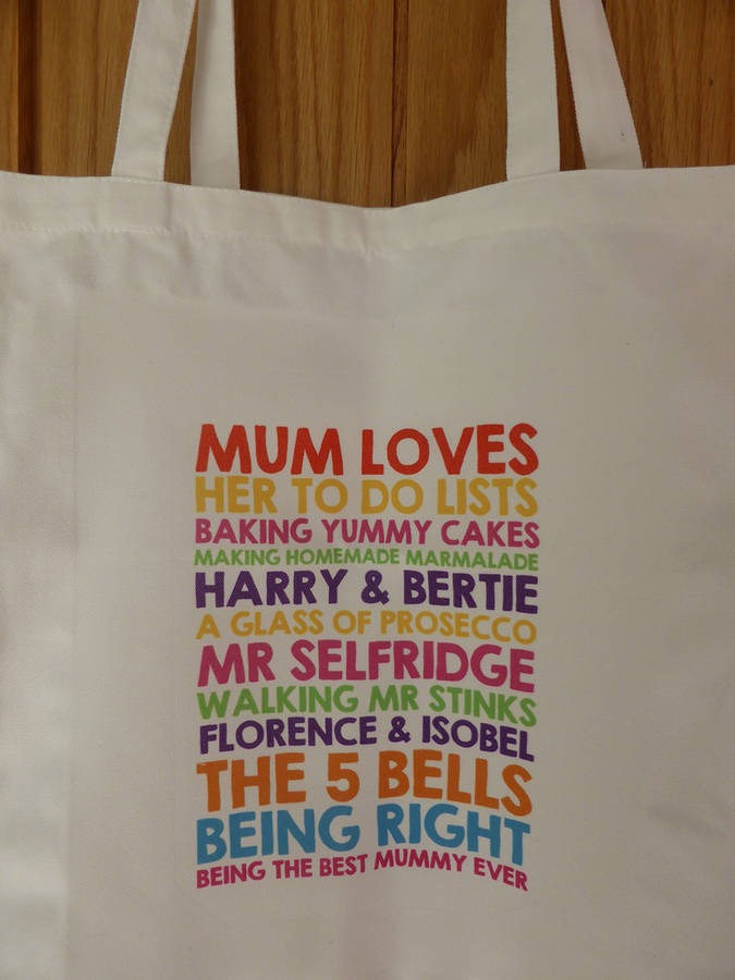 Personalised Mum Loves Tote Bag By Pickle Pie Ts
