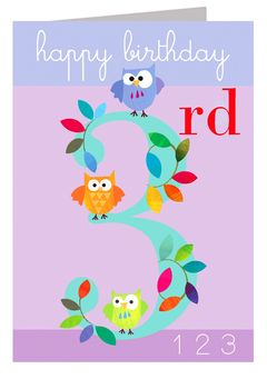 Owls 3rd Birthday Card, 5 of 5