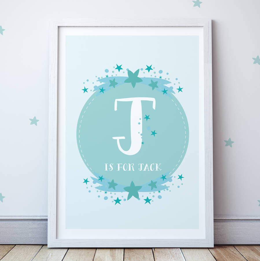 personalised blue letter print by cows kisses