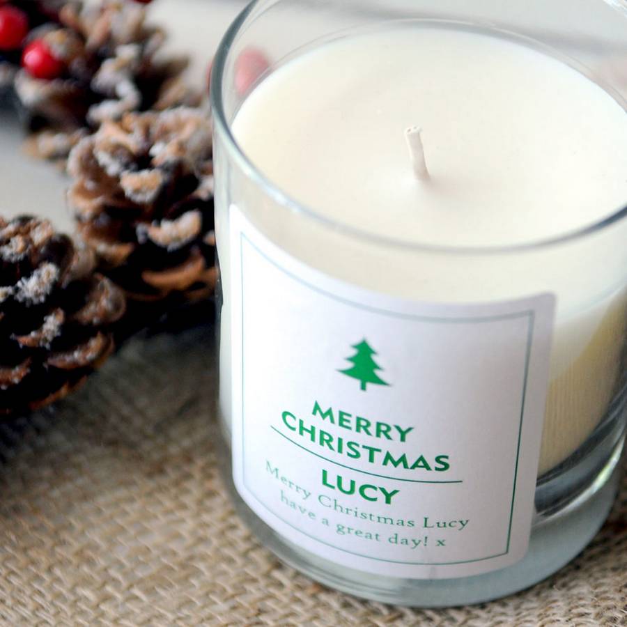 merry christmas tree scented personalised candle by chalk & cheese ...