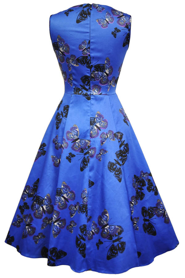 Vintage Style Butterfly Print Jasmine Dress By Lady Vintage ...