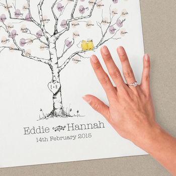 Oak Wedding Fingerprint Tree Guest Book, 6 of 9