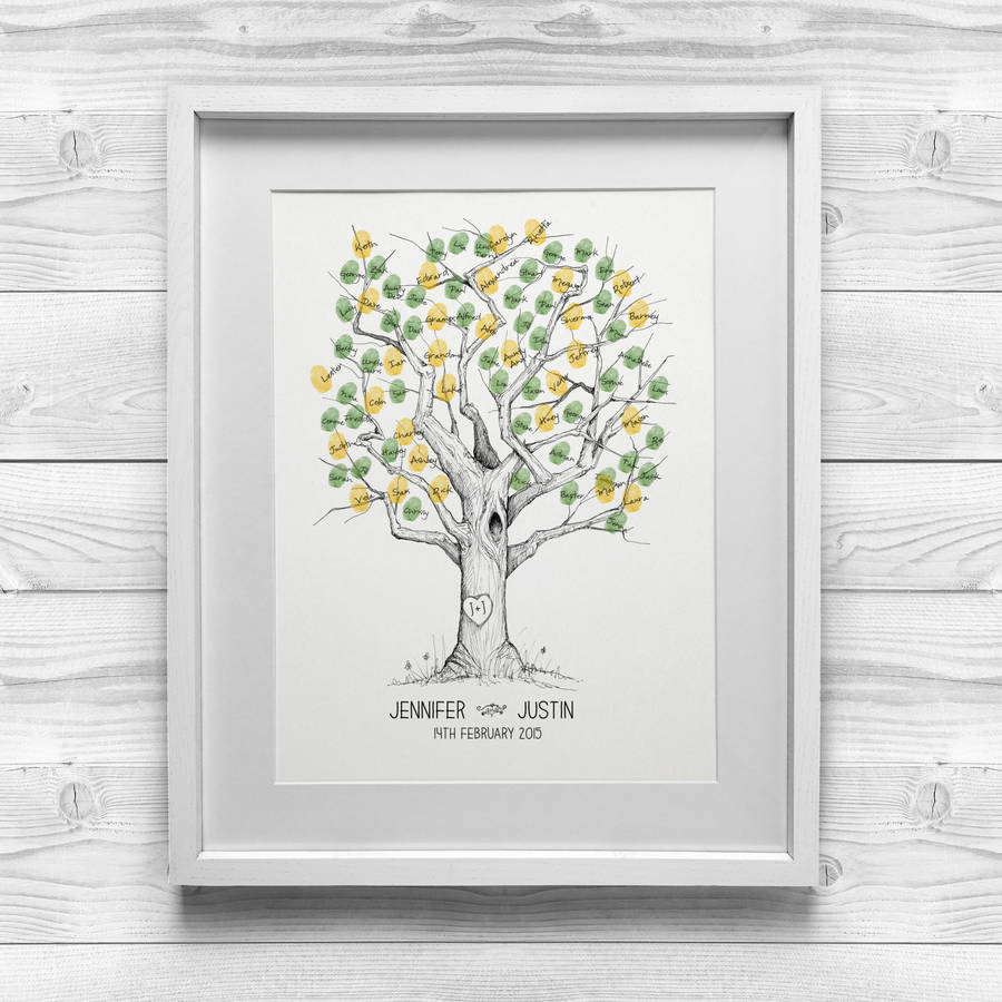 Personalised Wedding Fingerprint Tree Guest Book Frame Large A1 A2 A3 A4 CANVAS 