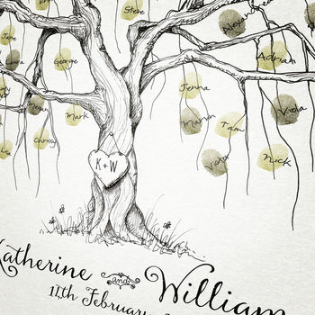 Willow Wedding Fingerprint Tree Guest Book, 5 of 9