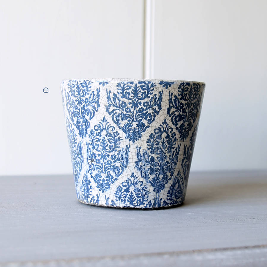 Dutch Blue Patterned Plant Pot By Clem & Co