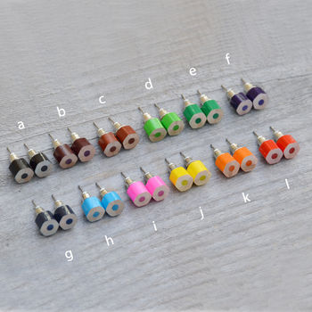 Hexagonal Colour Pencil Earring Studs, 2 of 4